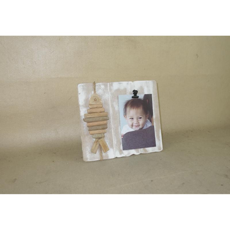 Rustic Photo Frame Distressed Picture Frame with driftwood decor and clips