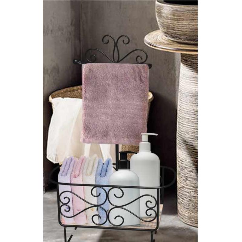 Towel Bar and Wire Storage Basket