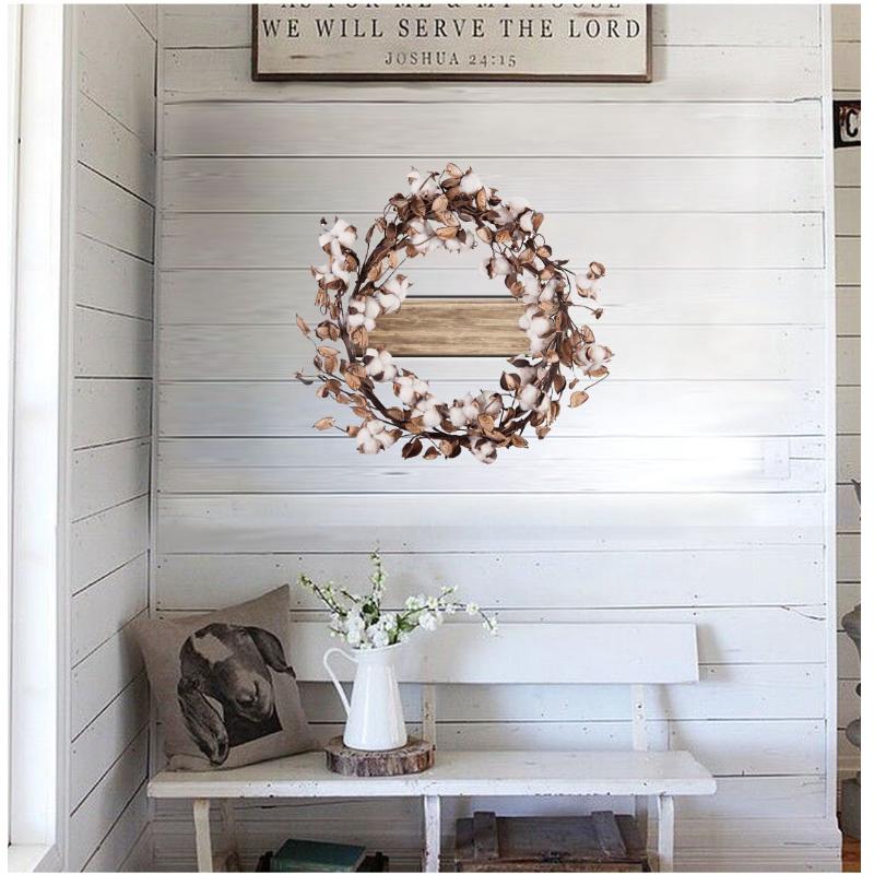 Cotton Wreath Welcome Sign