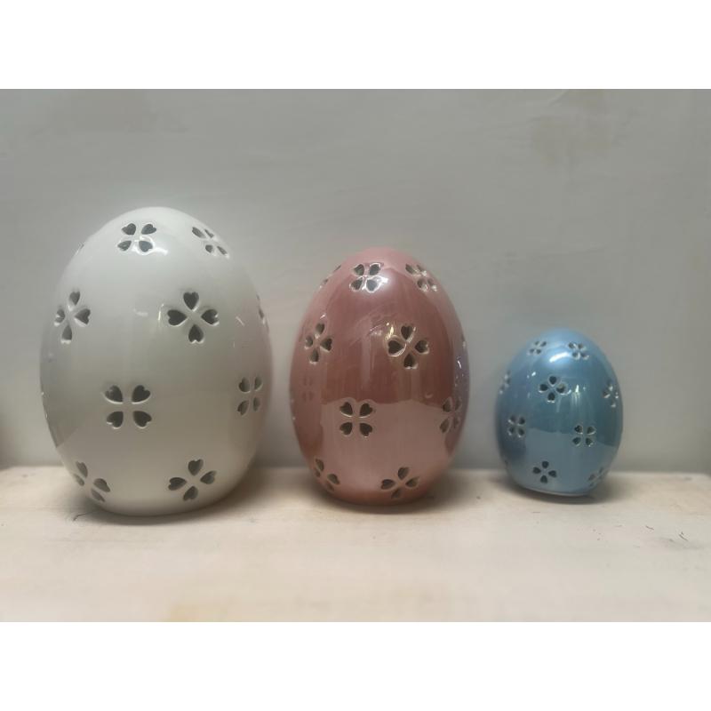 Modern Farmhouse LED Green Ceramic Egg