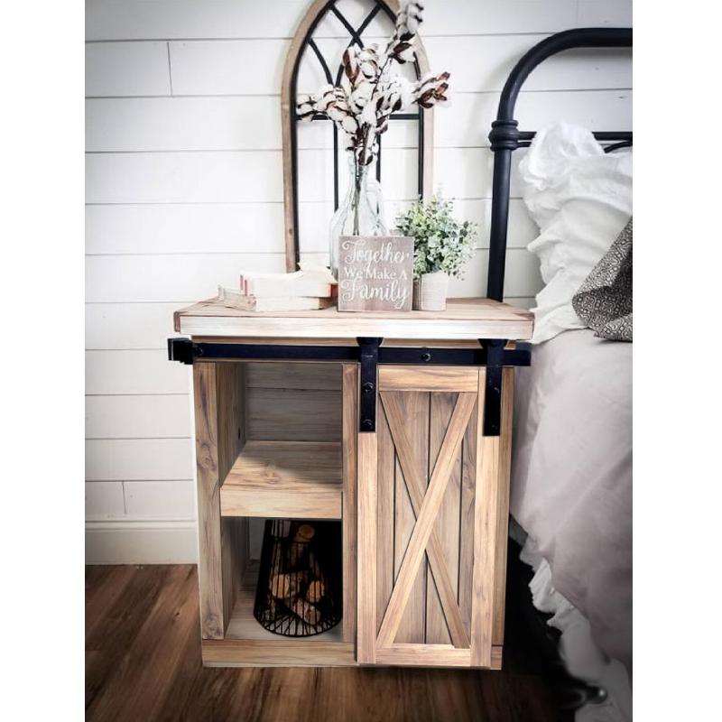 Wood Farmhouse Sliding Barn Door  Cabinet