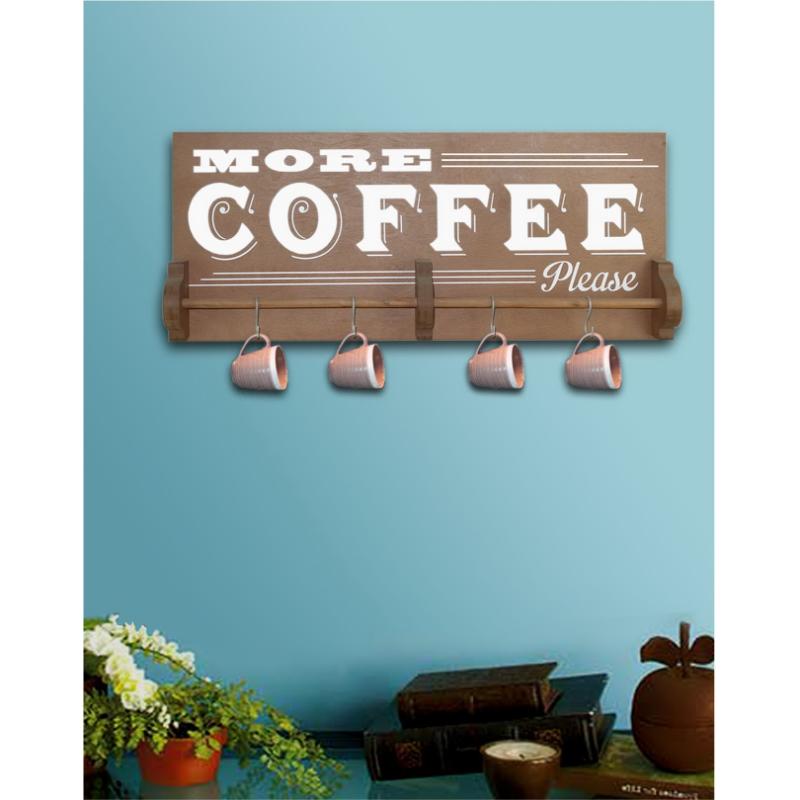 Wooden Coffee Mug Rack Wall Mounted