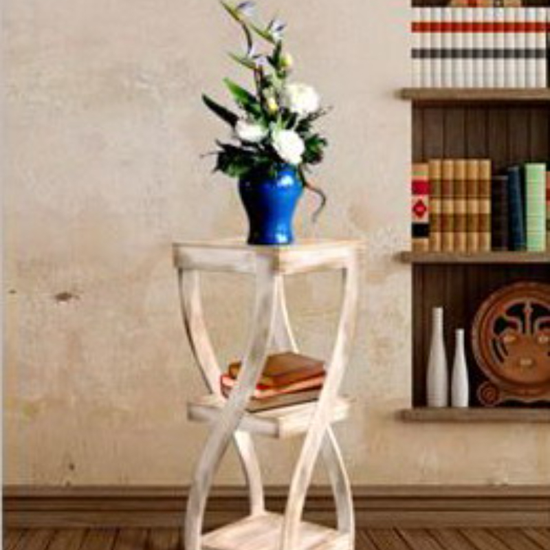 Twist Side End Table Modern Accent Table stand with Distressed Finish