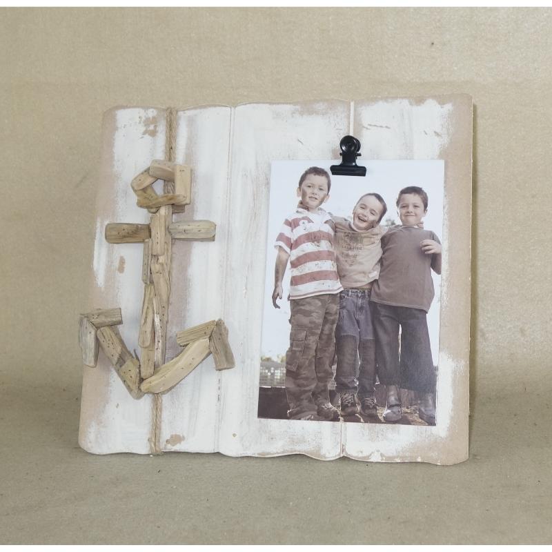 Rustic Photo Frame Distressed Picture Frame with driftwood decor and clips