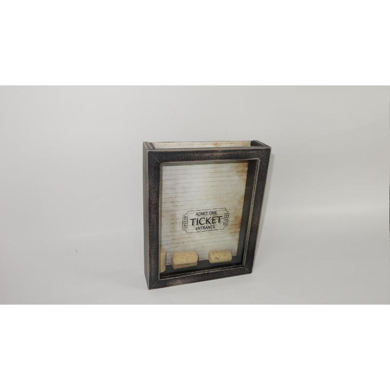 wood shadowbox ticket stub holder