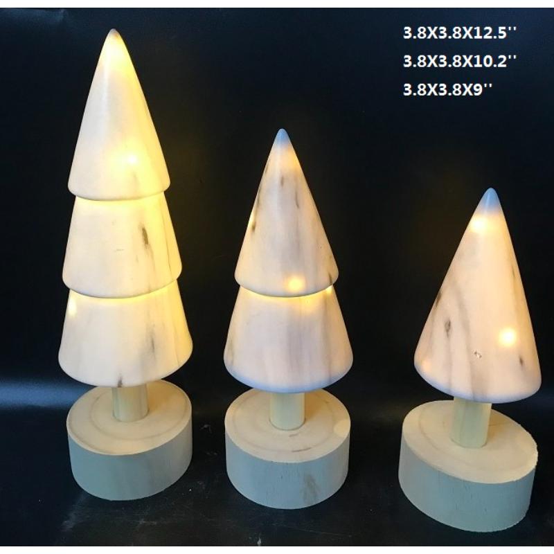 Lighted Ceramic Vintage Inspired Christmas Tree Table Lignt Set