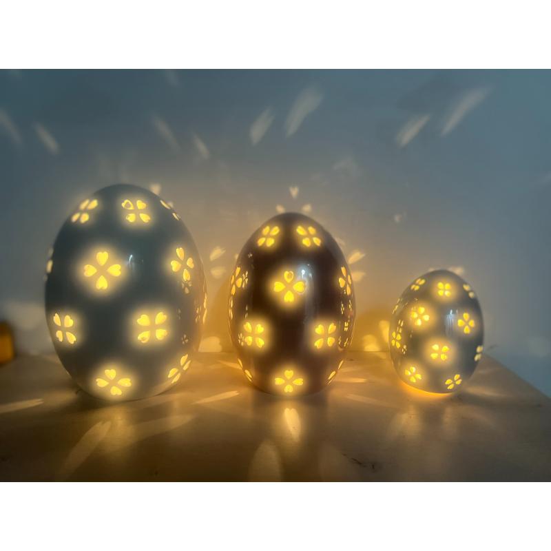 Modern Farmhouse LED Green Ceramic Egg